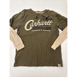 Carhartt Country Boys Long Sleeve Graphic Tee Lg Rugged And Rough Thermal Sleeve